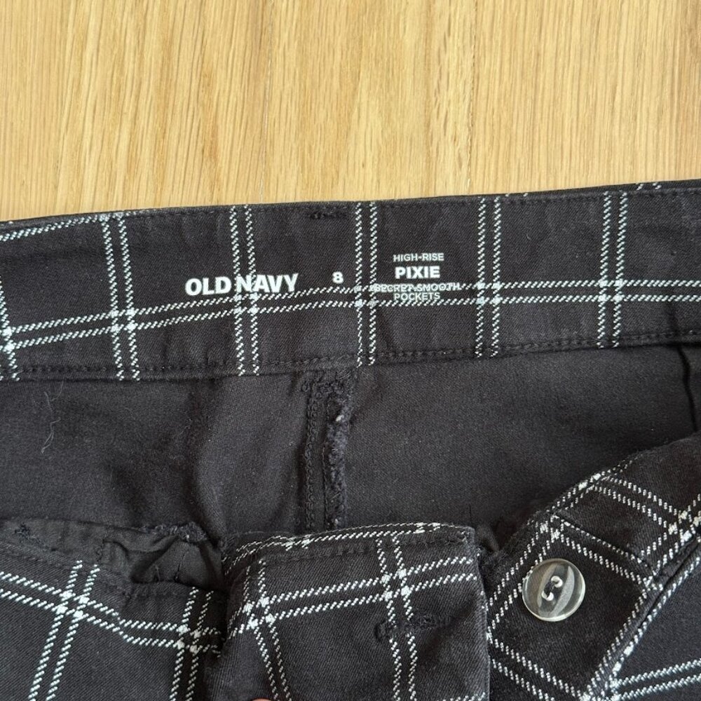 Old Navy Dress Pants High Rise Black Plaid Size 8 - Picture 3 of 4